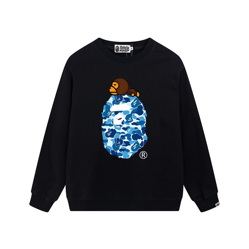 BAPE Blue Camo Ape Head Crewneck Sweatshirt