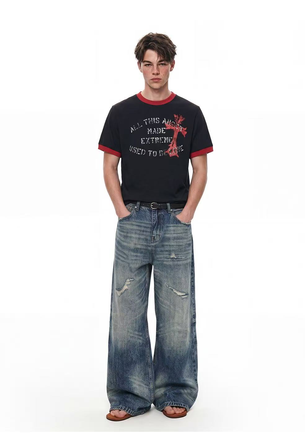 CapCabin “Vintage Cross Graphic Ringer Tee”