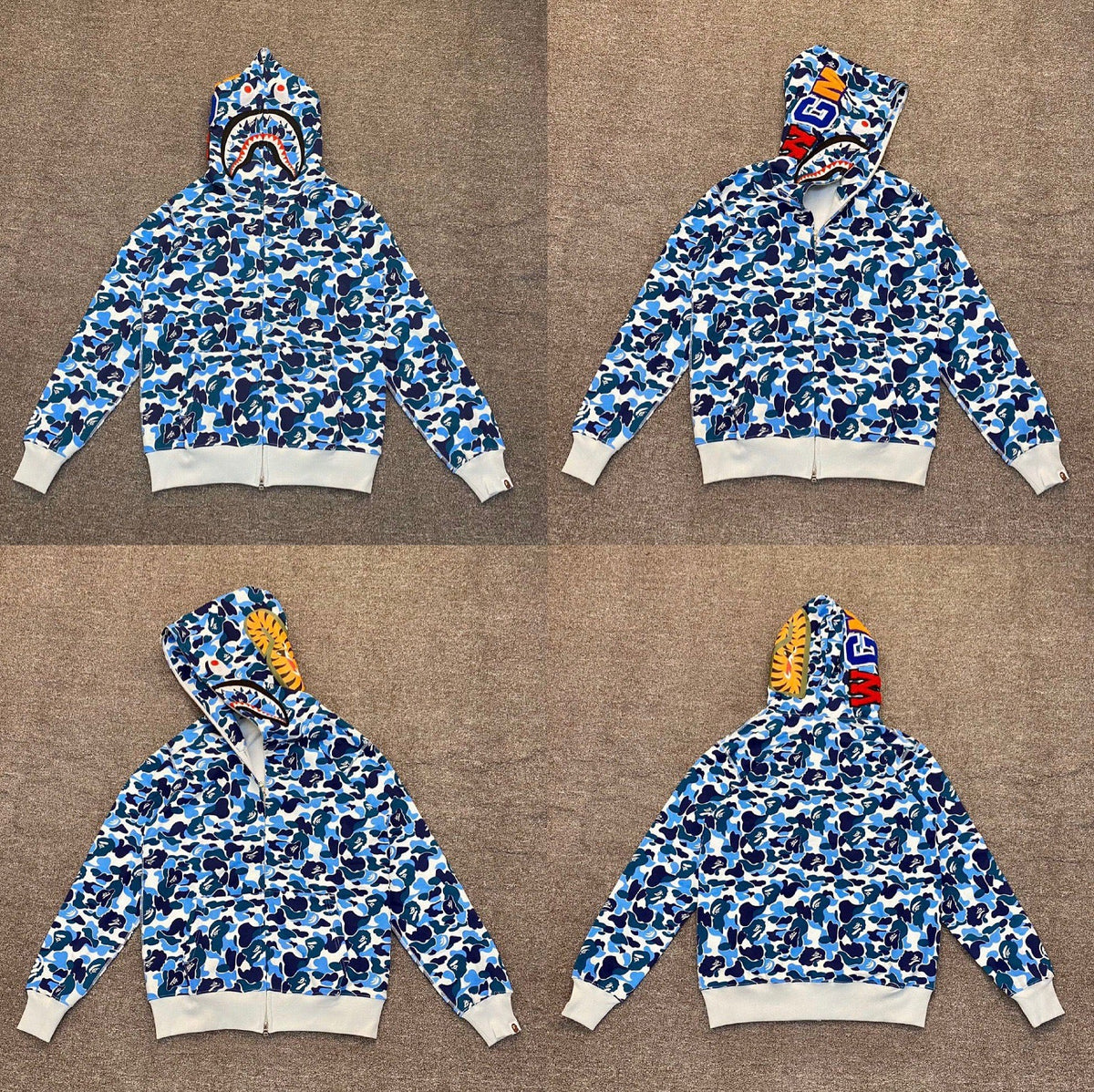 BAPE Shark Blue Camo Full Zip Hoodie