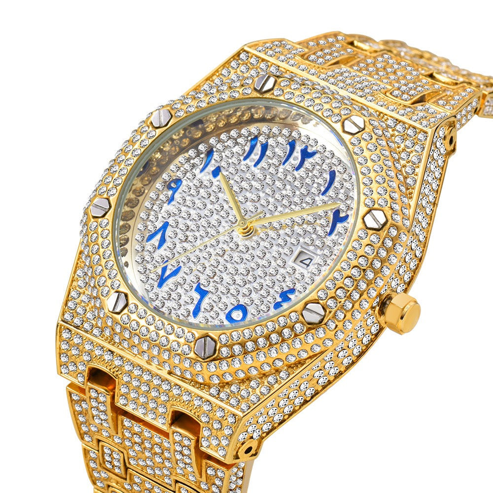Hip-Hop Fully Diamond-Encrusted Watch
