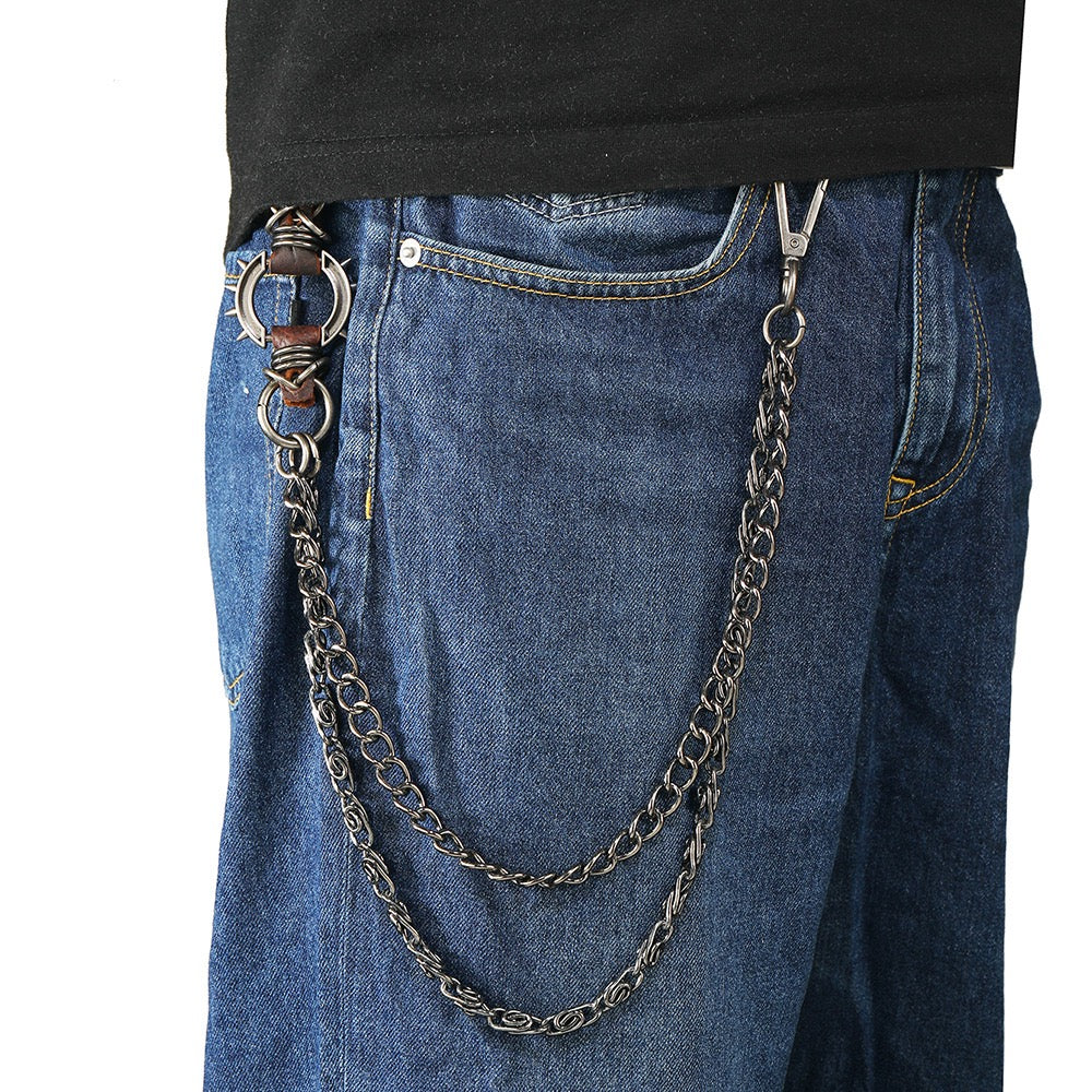 Trendy Dark Versatile Spiked Punk Waist Chain