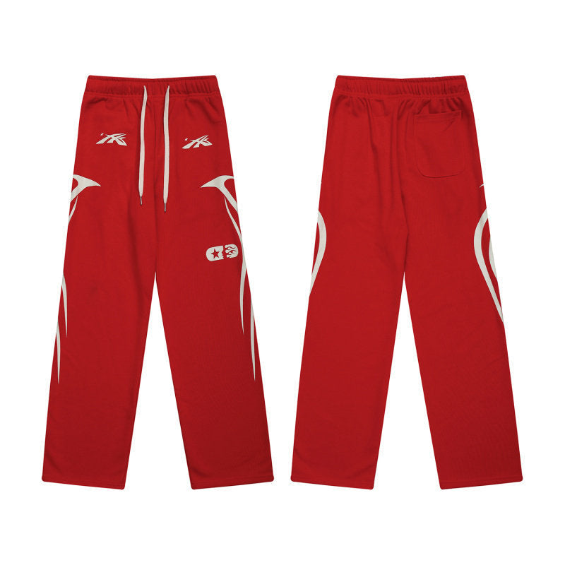HELLSTAR Side Graphic Wide Leg Sweatpants Red
