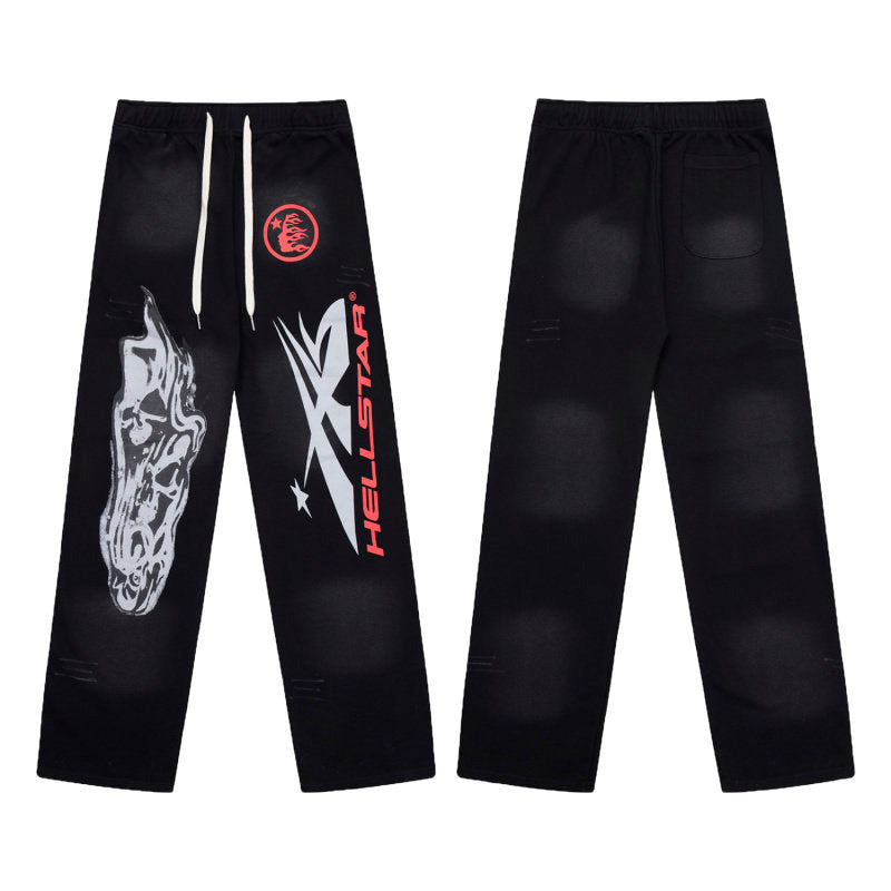 HELLSTAR Black Flame Graphic Sweatpants