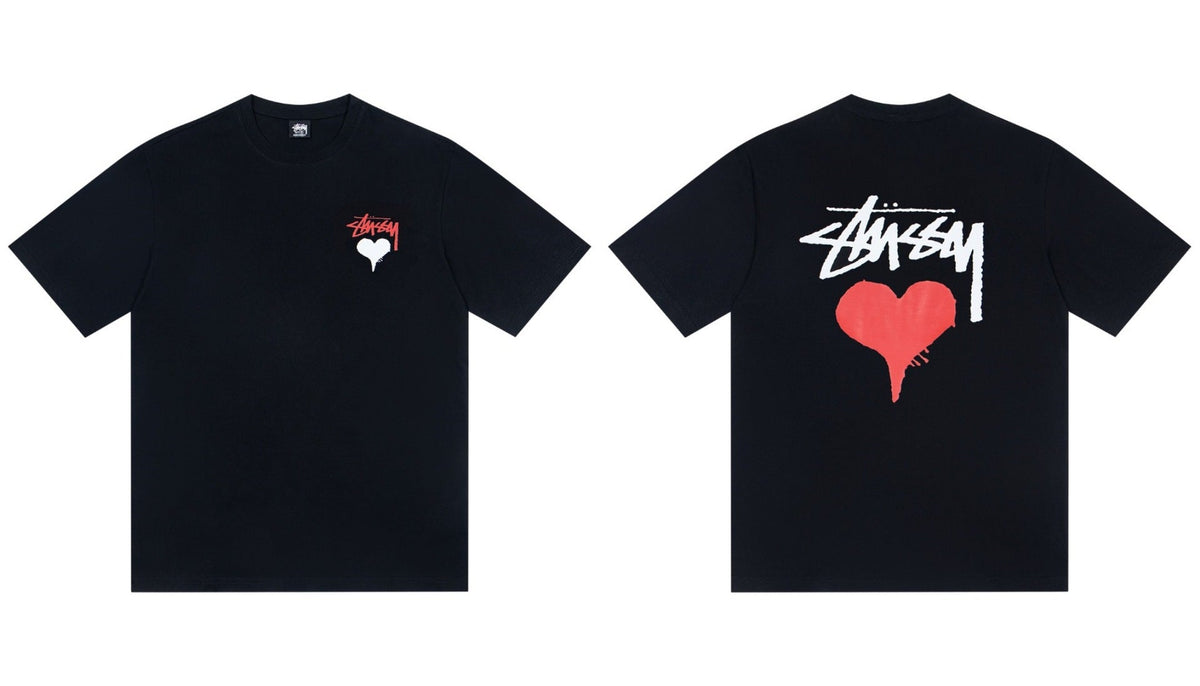 STUSSY Heart Logo Black T-Shirt