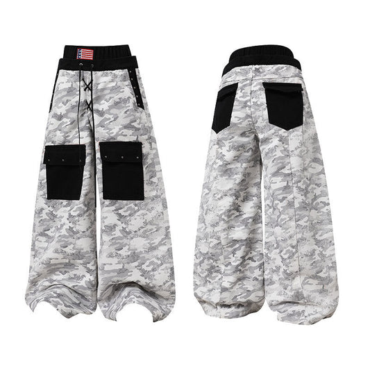 CapCabin Camo Patchwork Cargo Curved Pants
