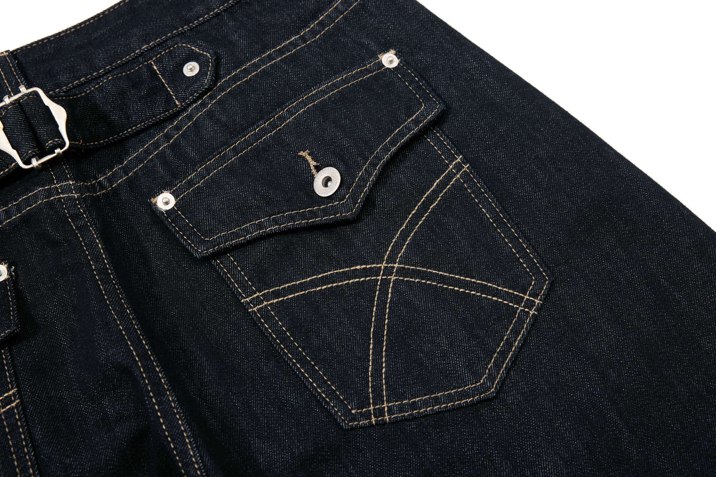 CapCabin Buckle Detail Wide-Leg Denim Pants