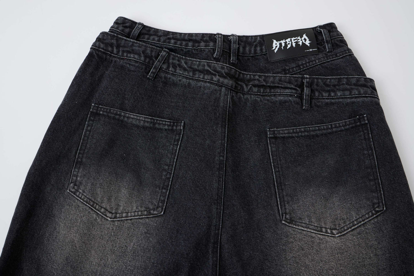 CapCabin Distressed Layered Waist Denim Shorts