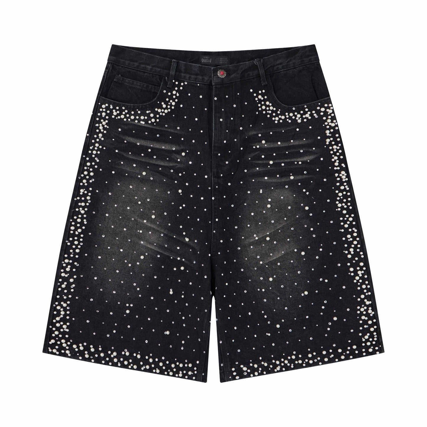 CapCabin Pearl Studded Denim Shorts