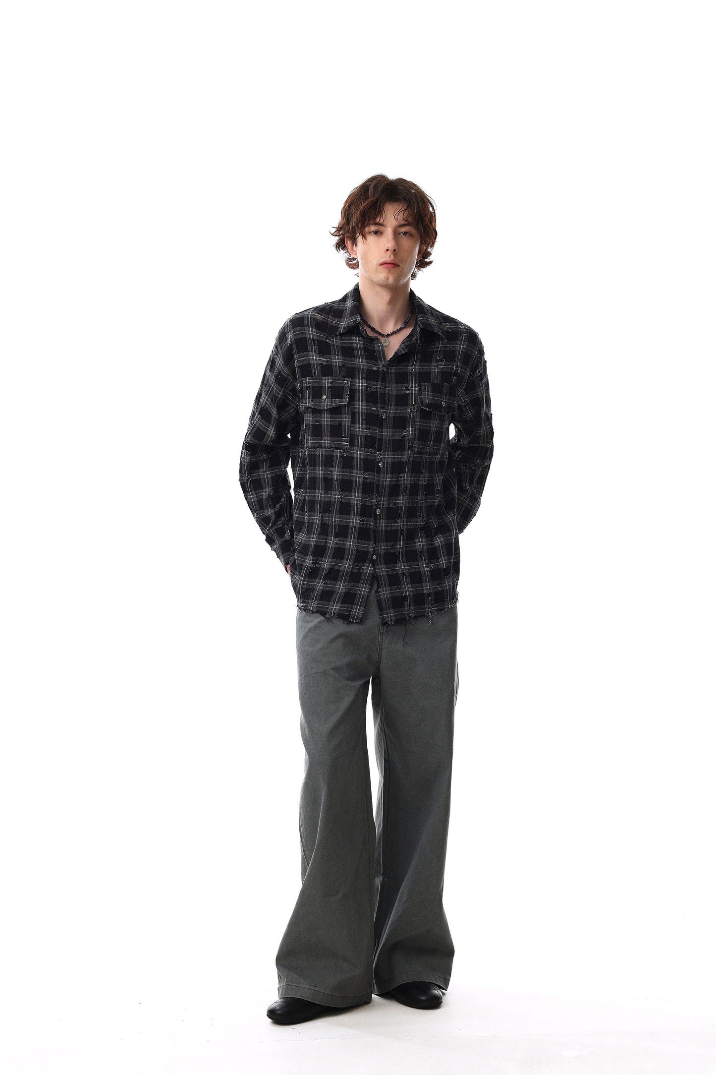 CapCabin Distressed Plaid Shirt Jacket