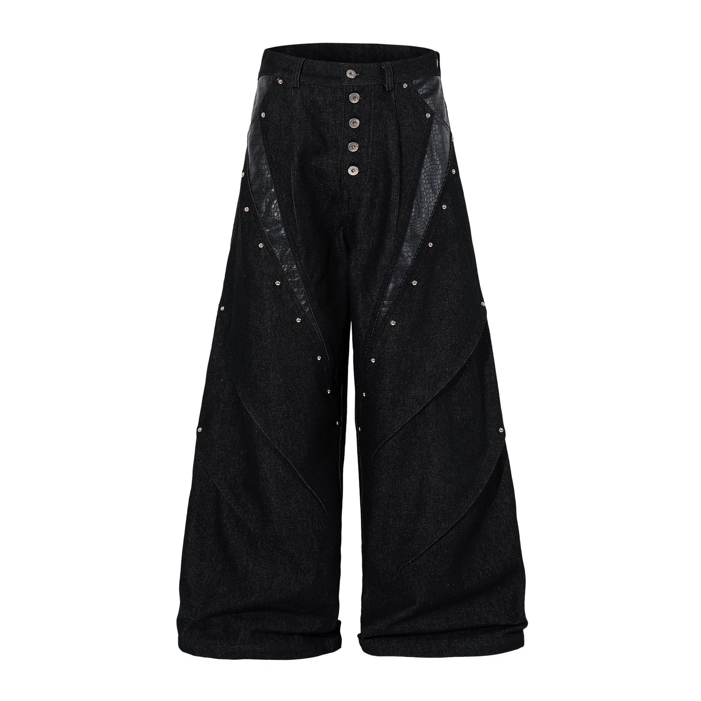 CapCabin Panel-Detail Wide Leg Denim Pants