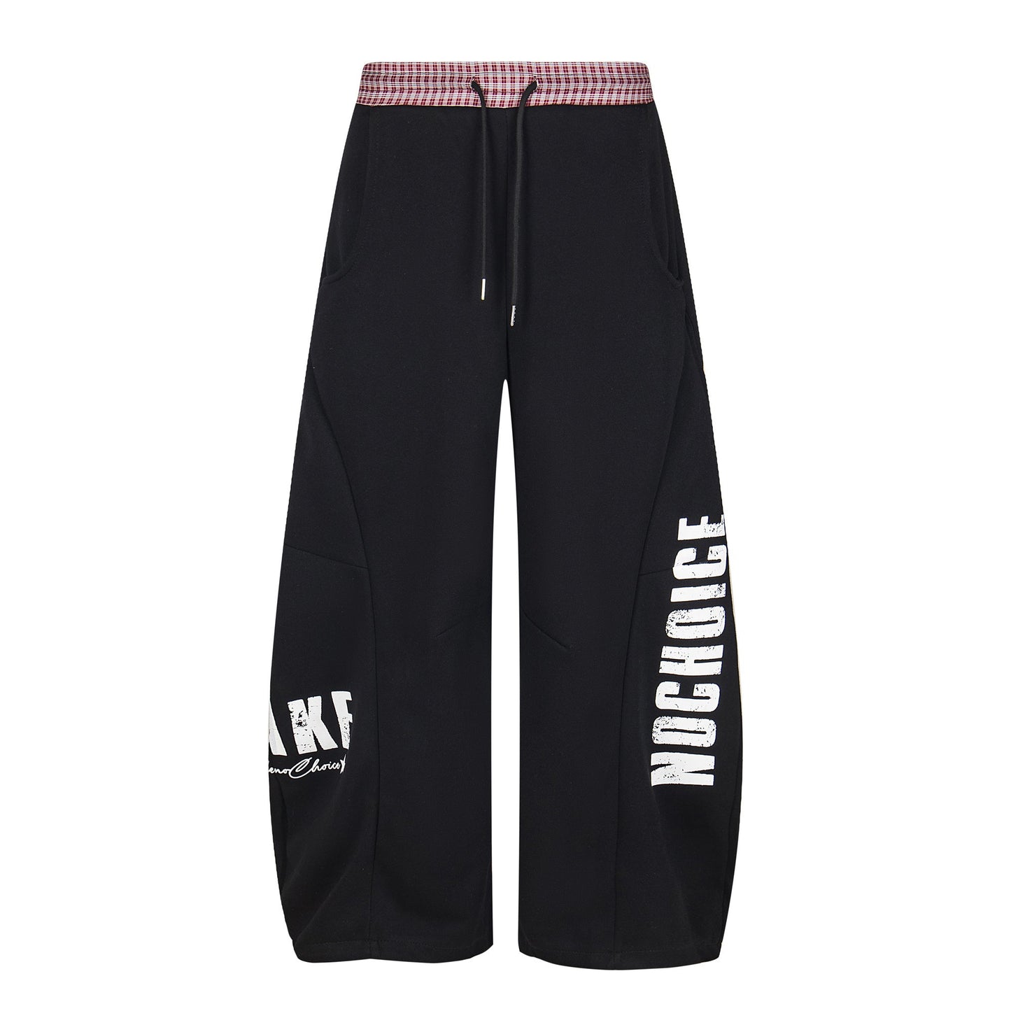 CapCabin Double-Waist Checkered Print Track Pants
