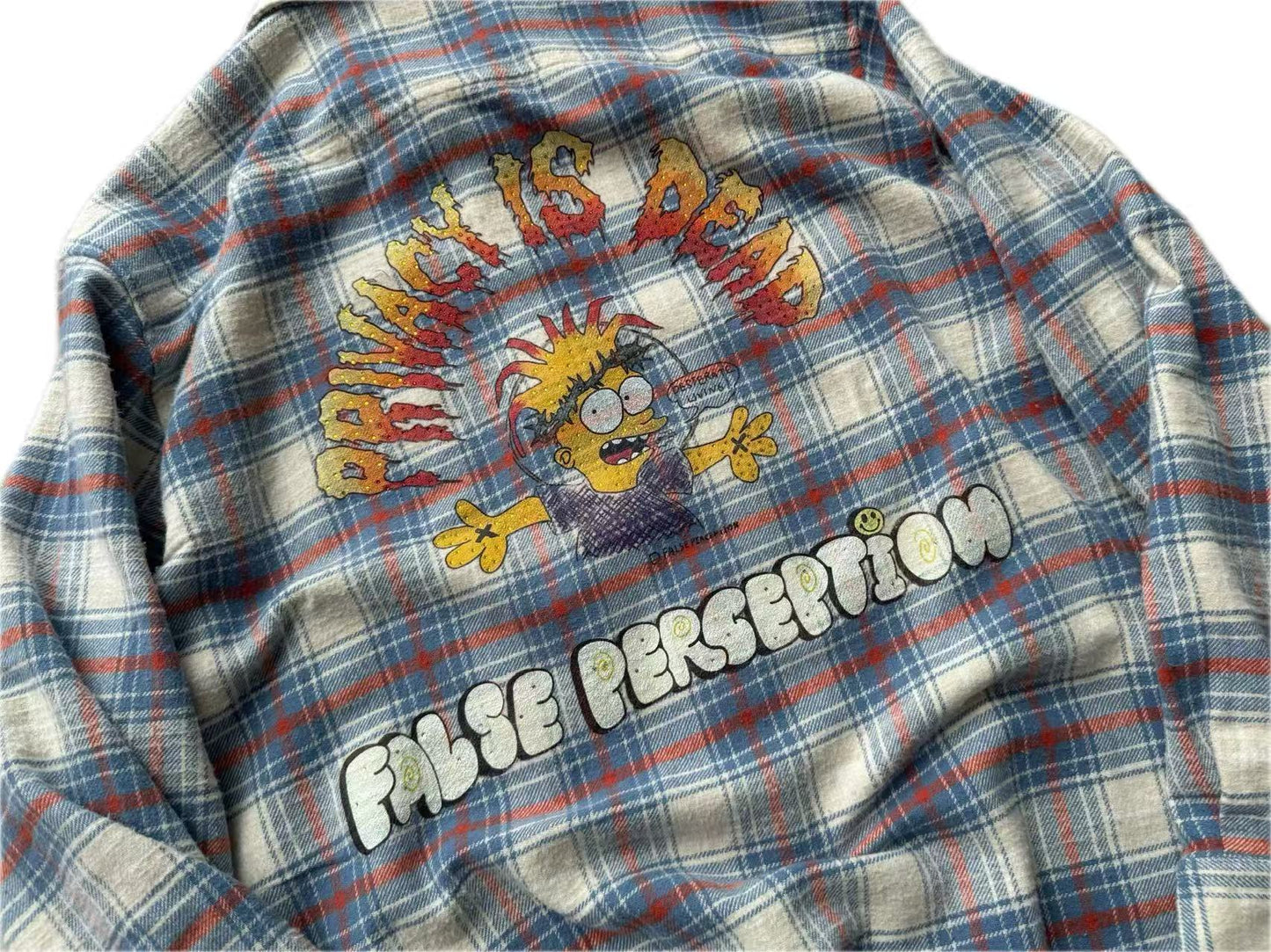 FALSE PERCEPTION Plaid Graphic Shirt Jacket
