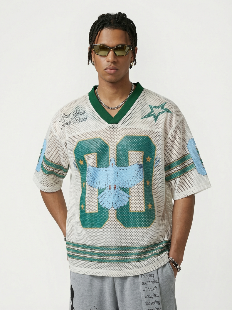 CapCabin “Love Peace 00” Mesh Jersey T-Shirt