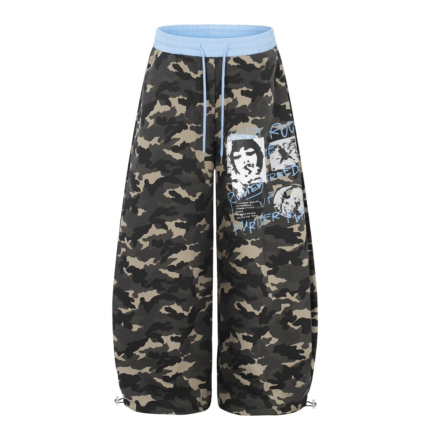 CapCabin Graphic Camo Wide-Leg Sweatpants