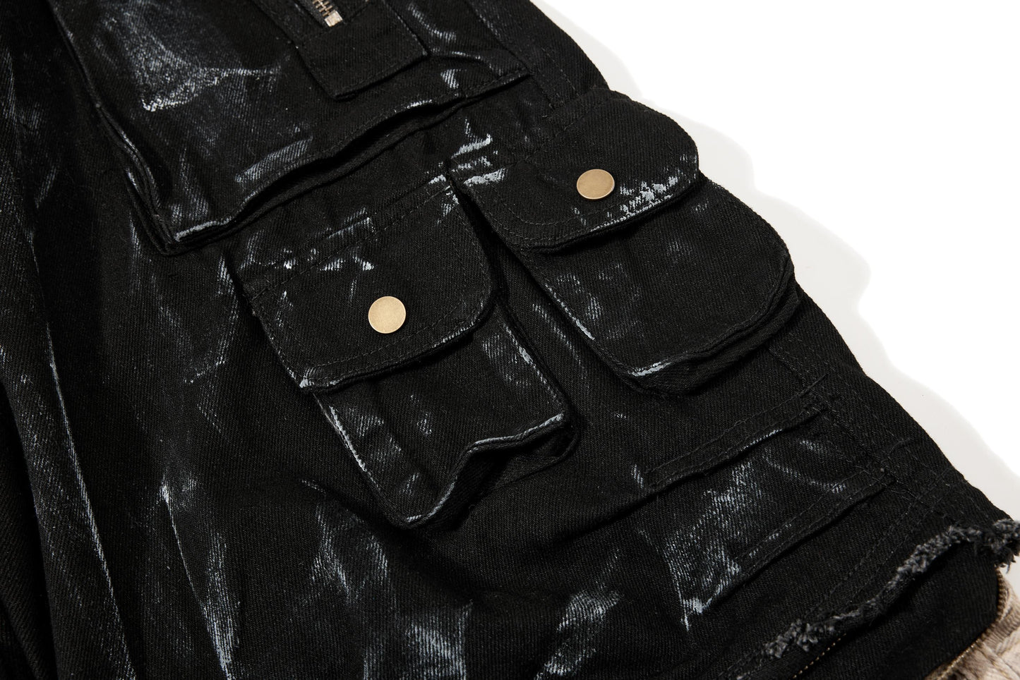 CapCabin Washed Utility Cargo Denim Pants