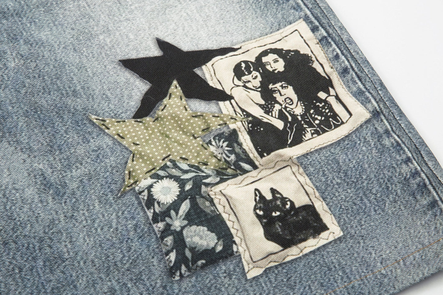CapCabin “Vintage Charm Patch Denim Shorts