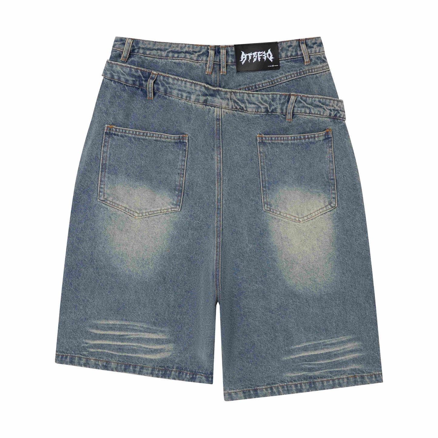 CapCabin Distressed Layered Waist Denim Shorts