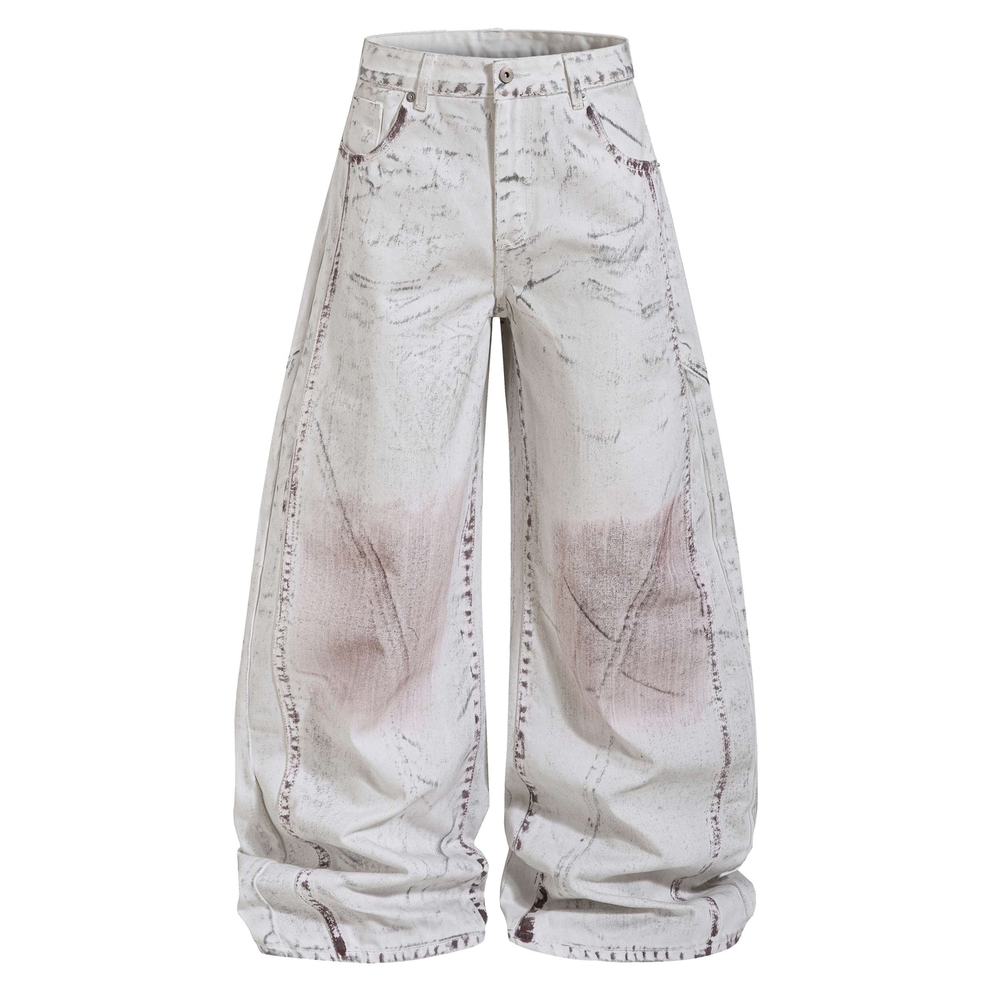 CapCabin Washed Panel Denim Pants