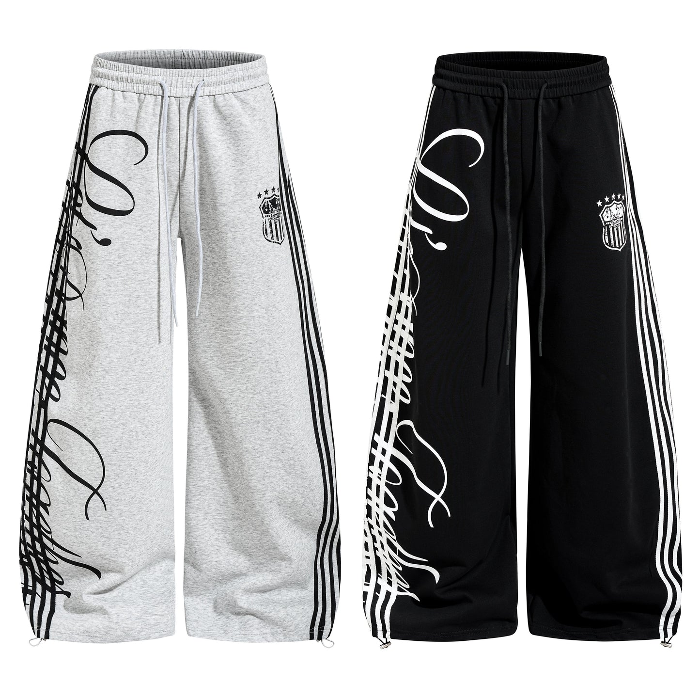 CapCabin Script Stripe Wide-Leg Sweatpants