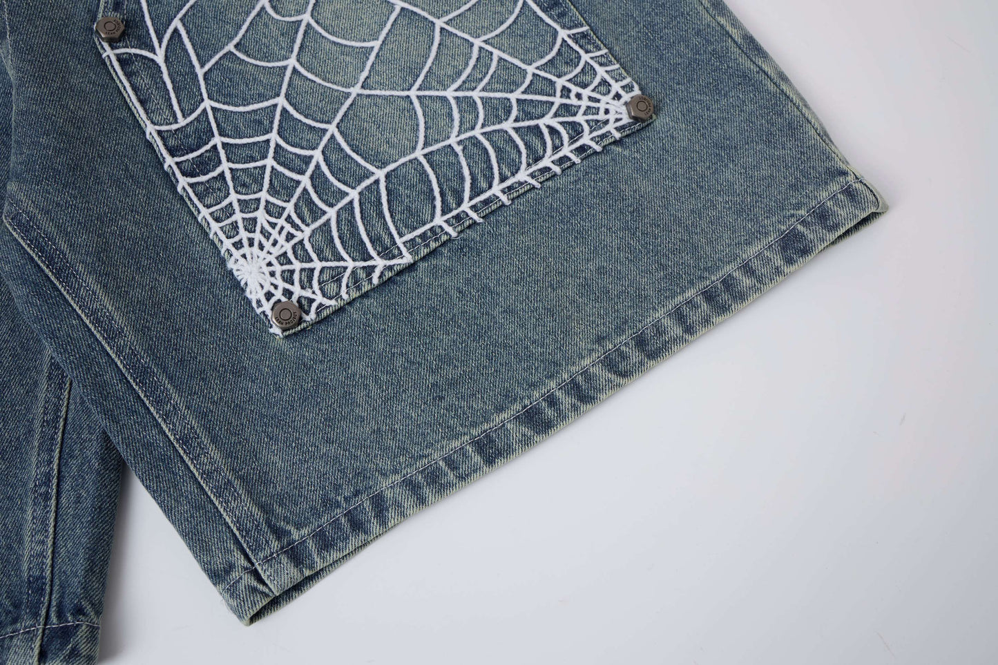 CapCabin Web Panel Strap Denim Shorts
