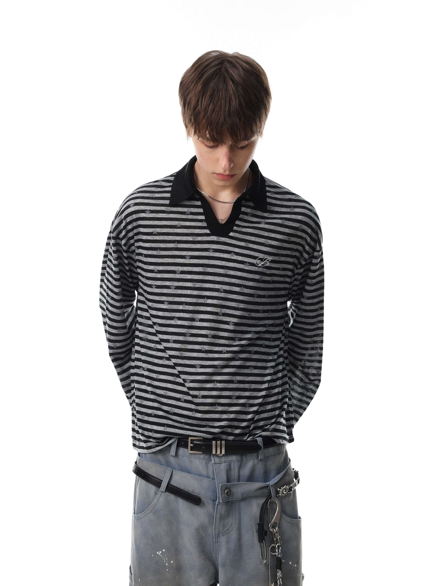 CapCabin “Star Stripe Long Sleeve Polo”