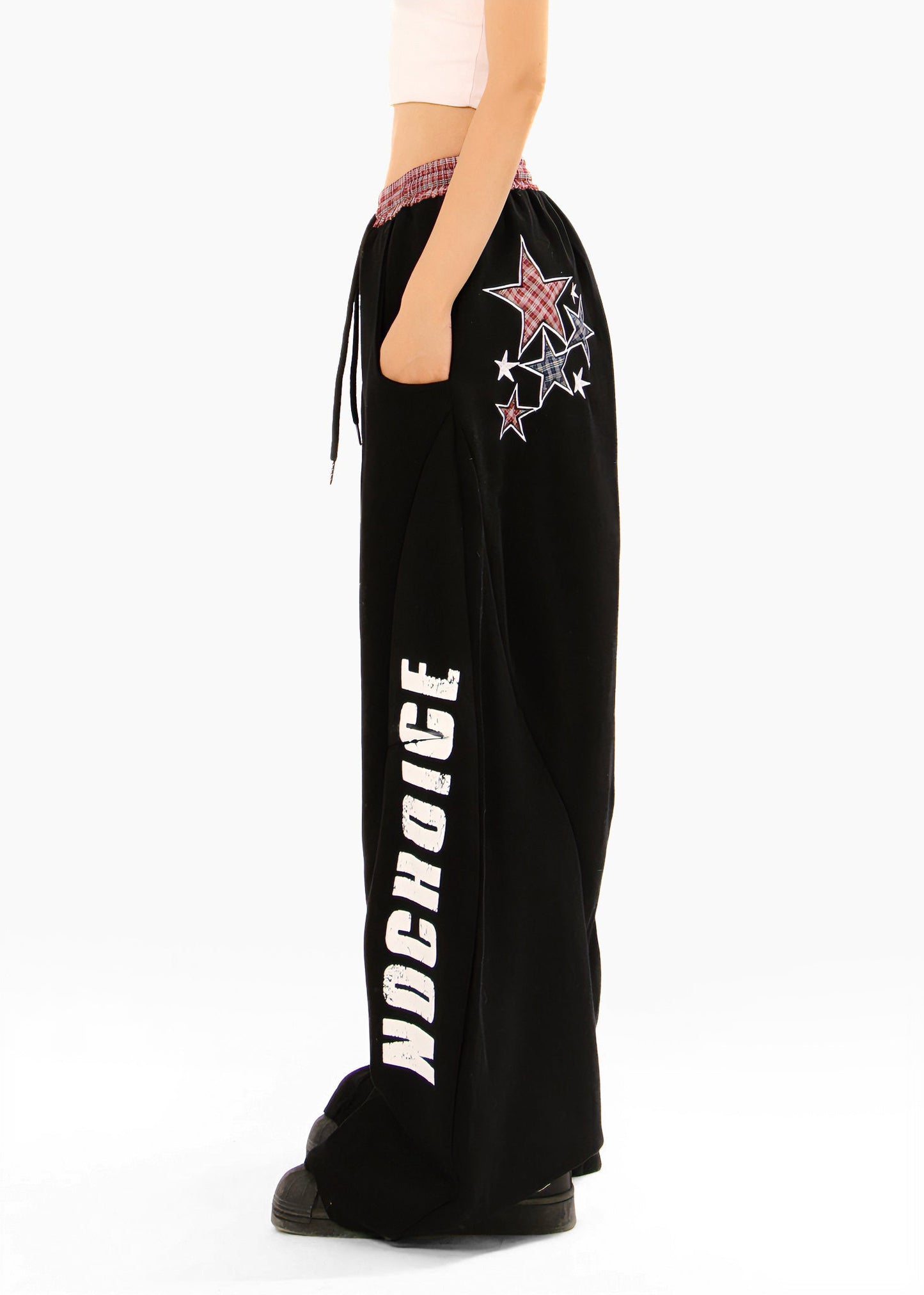 CapCabin Double-Waist Checkered Print Track Pants