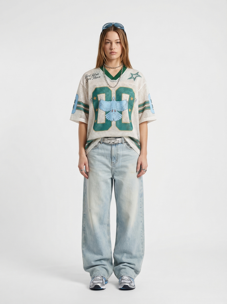 CapCabin “Love Peace 00” Mesh Jersey T-Shirt