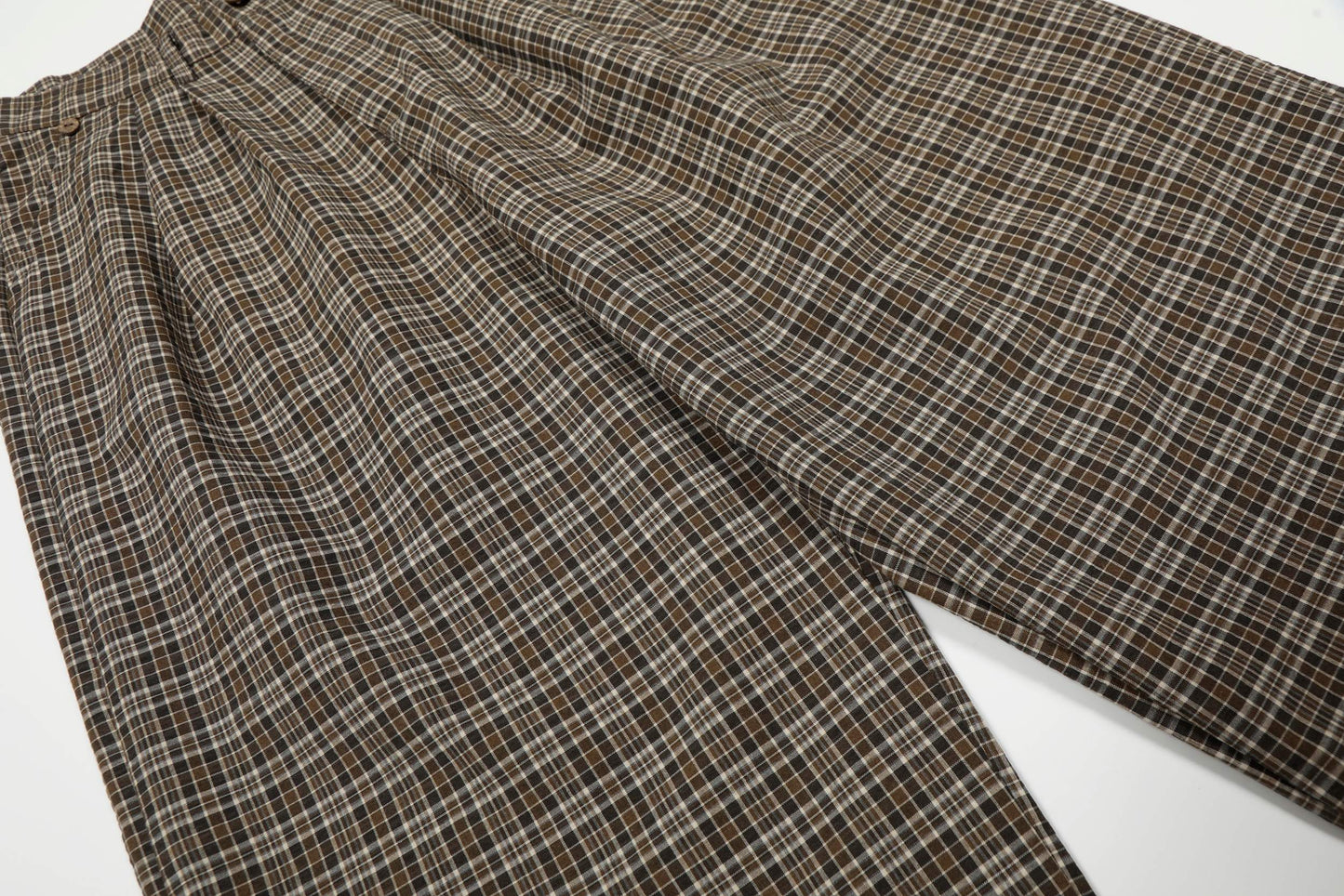 CapCabin “Vintage Check Wide-Leg Pants”