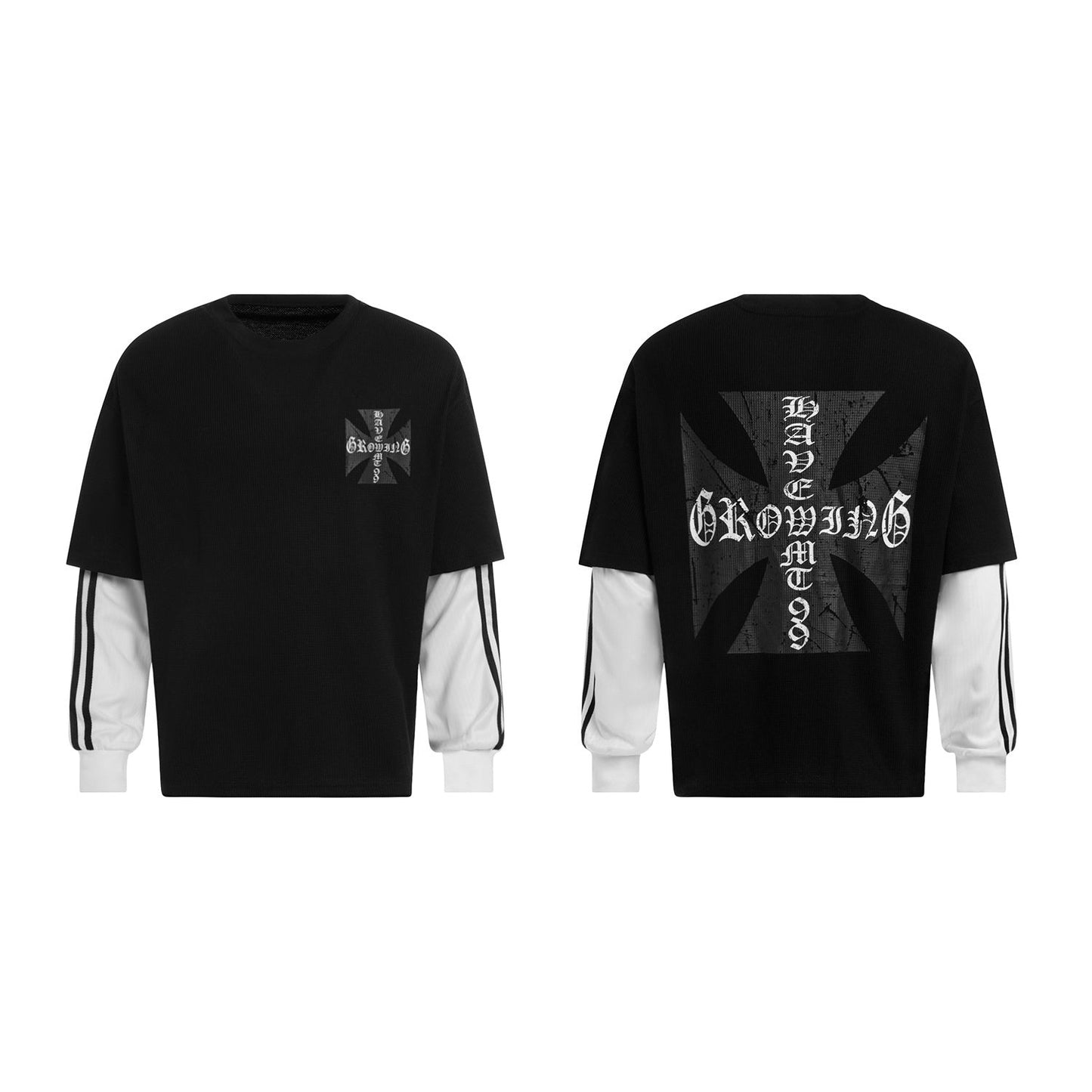 CapCabin Layered Gothic Cross Long Sleeve Tee