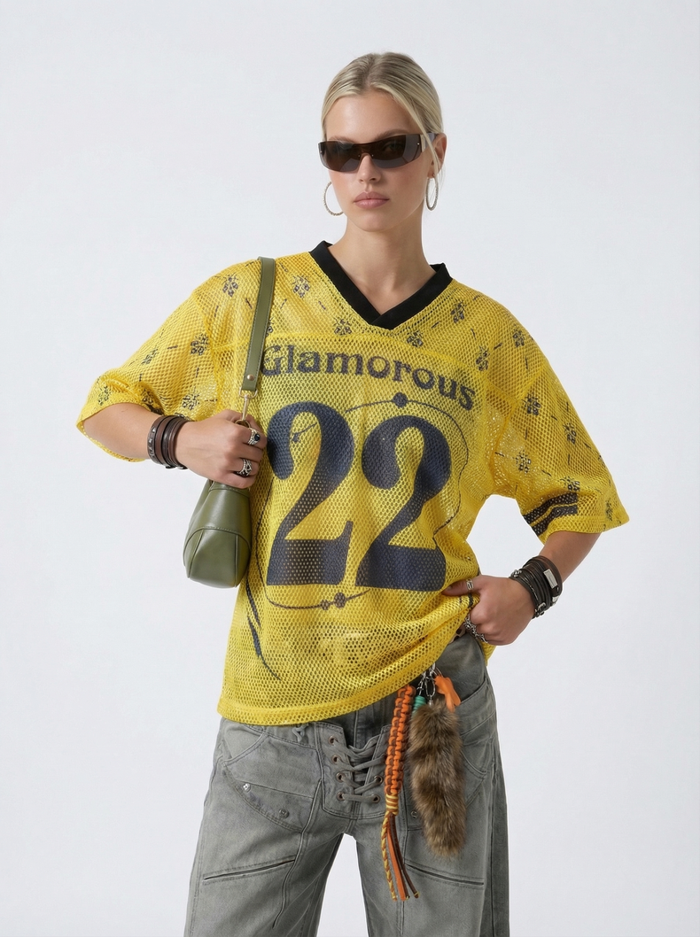 CapCabin “Glamorous 22” Mesh Jersey T-Shirt