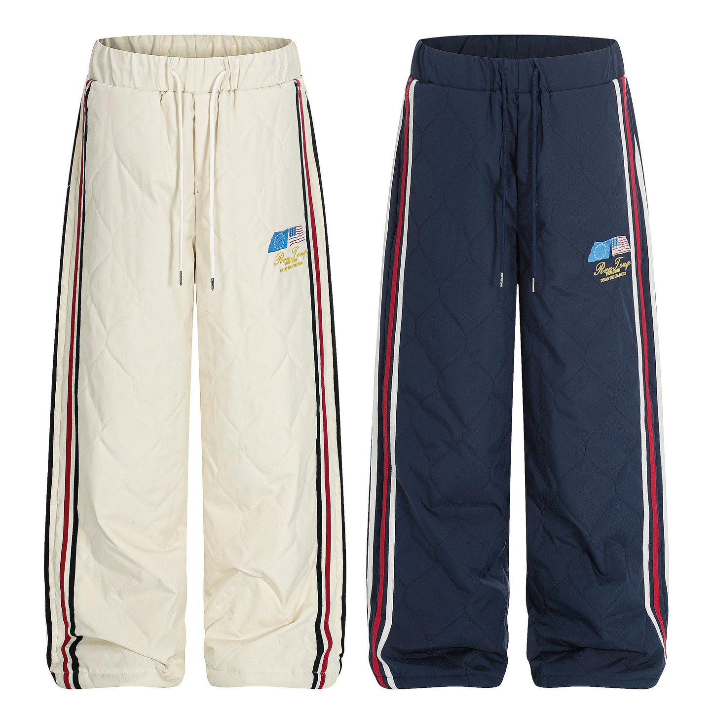 CapCabin Quilted Track Wide-Leg Pants