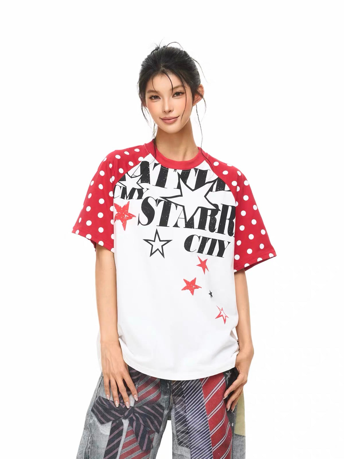 CapCabin Star City Graphic Print T-Shirt Color Block