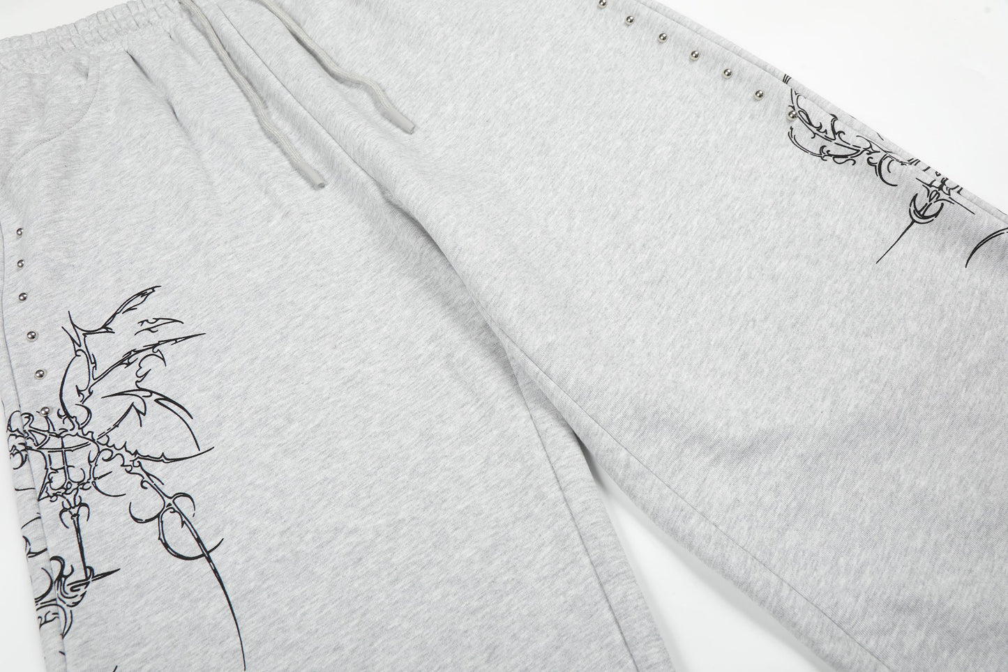 CapCabin Gothic Line Graphic Wide-Leg Sweatpants