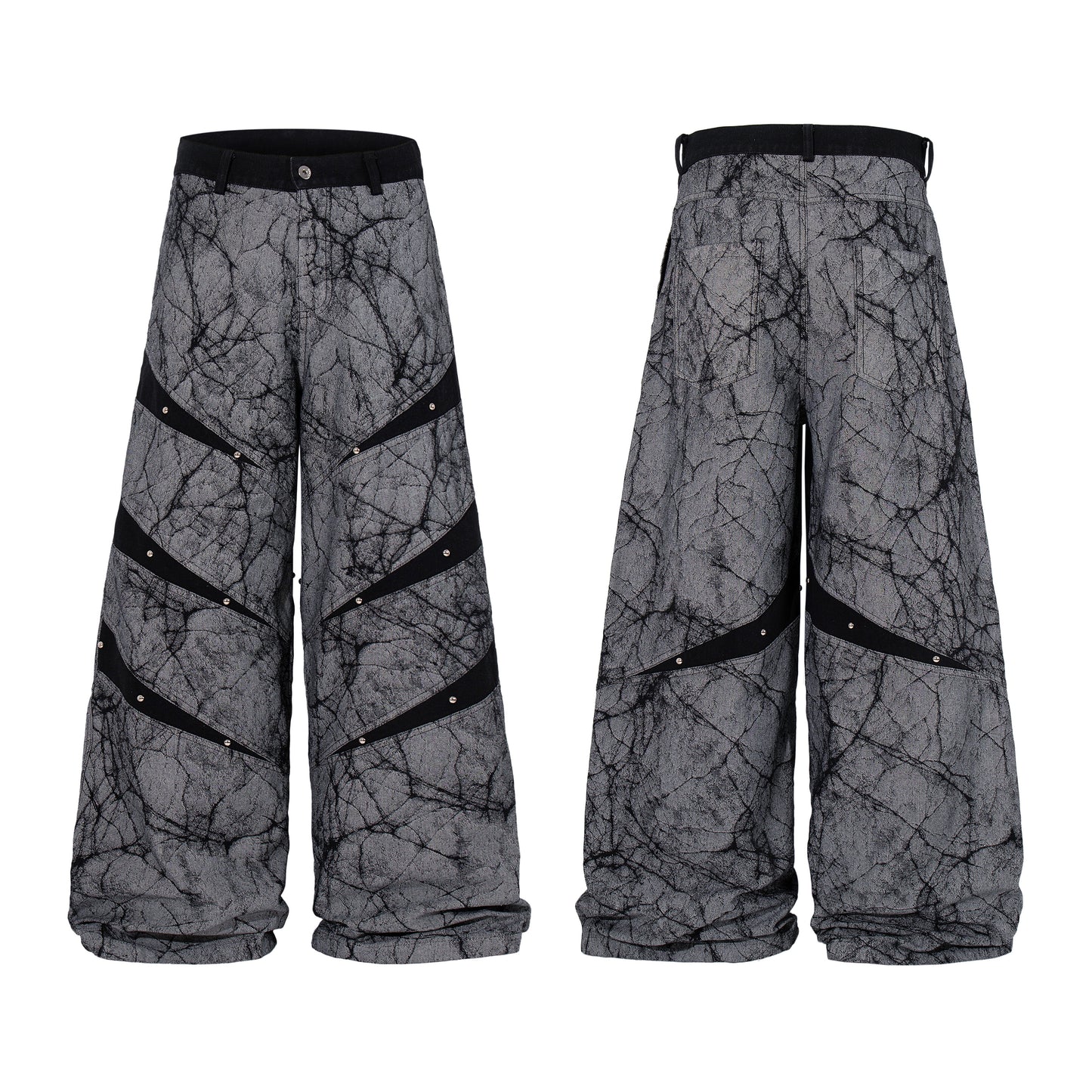 CapCabin Graphic Panel Wide Leg Denim Pants