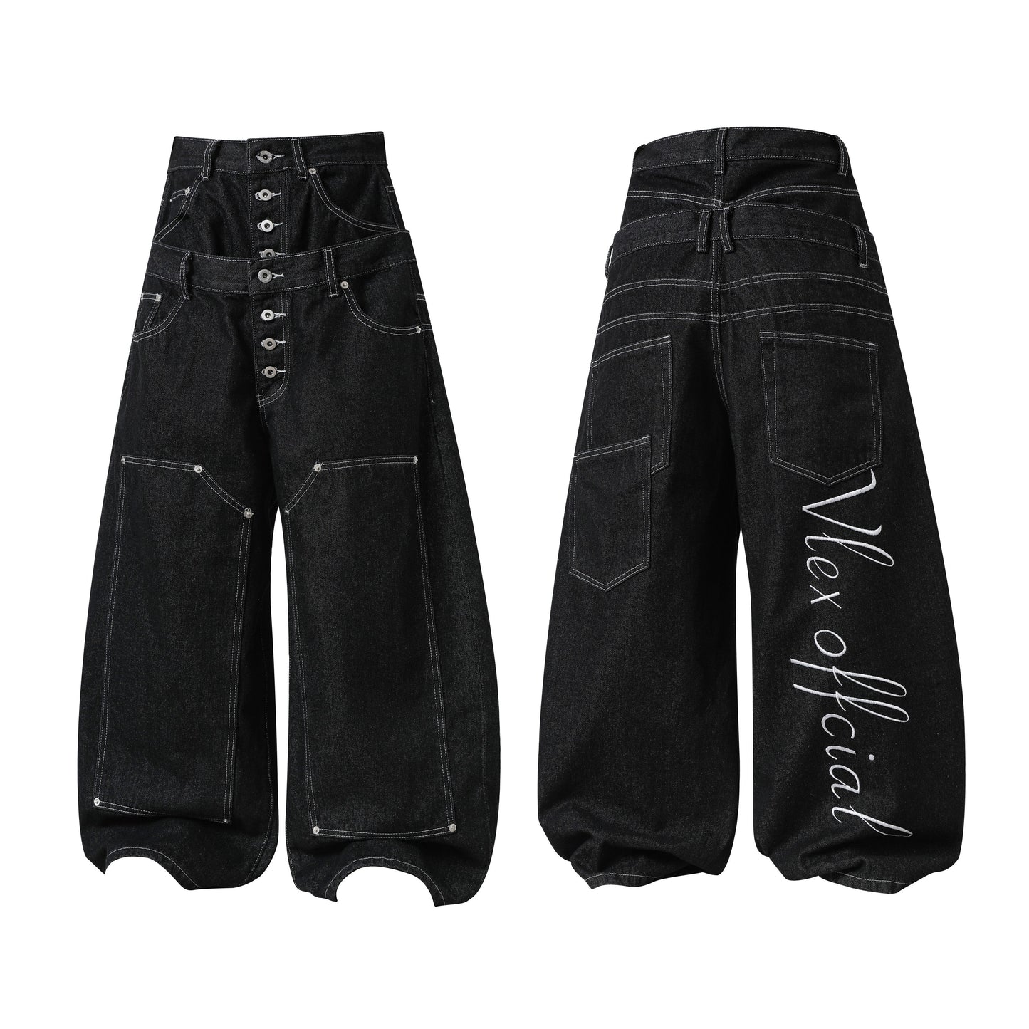 CapCabin Double-Waist Utility Denim Pants