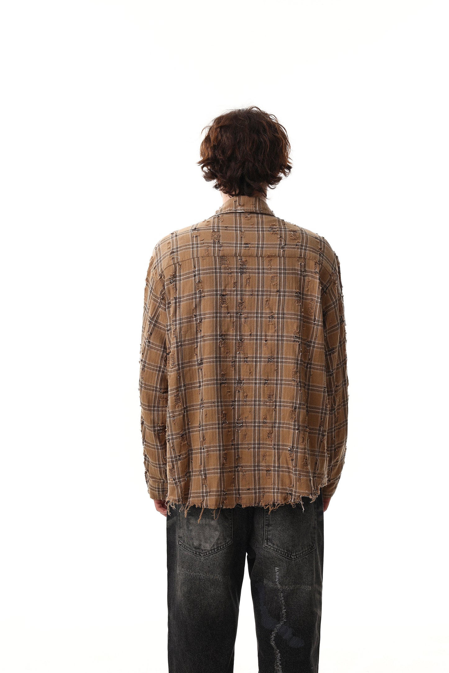 CapCabin Distressed Plaid Shirt Jacket