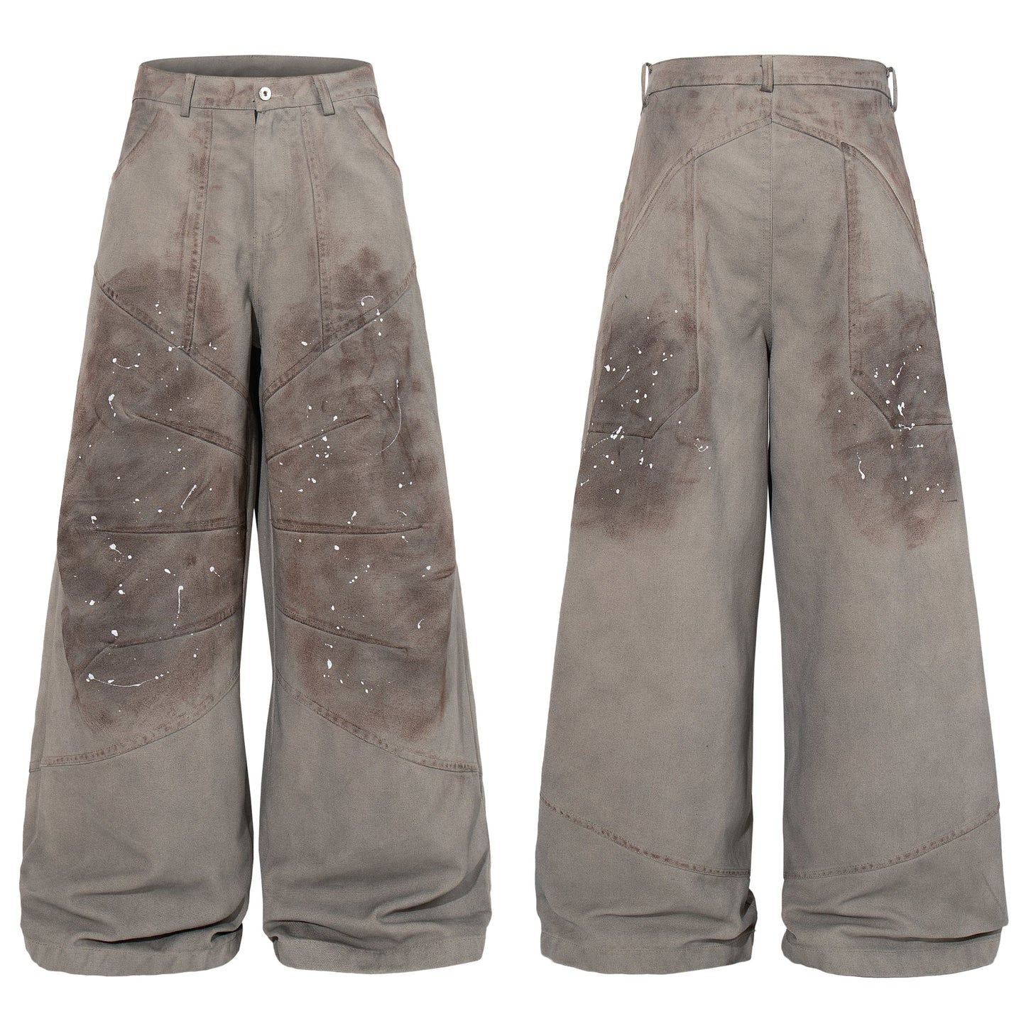 CapCabin Distressed Panel Wide-Leg Pants