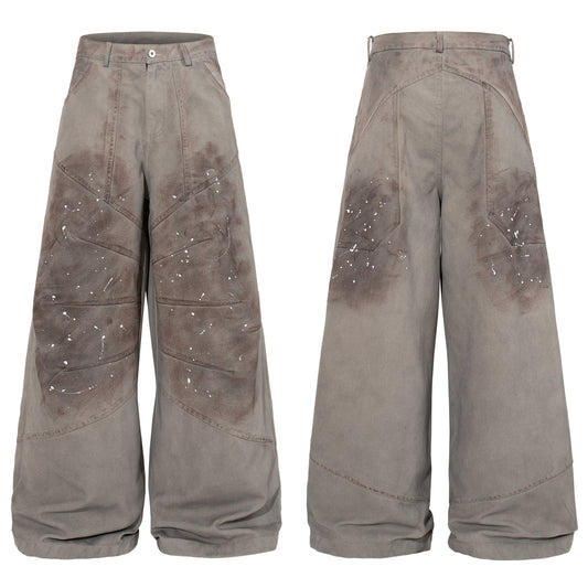 CapCabin Distressed Panel Wide-Leg Pants