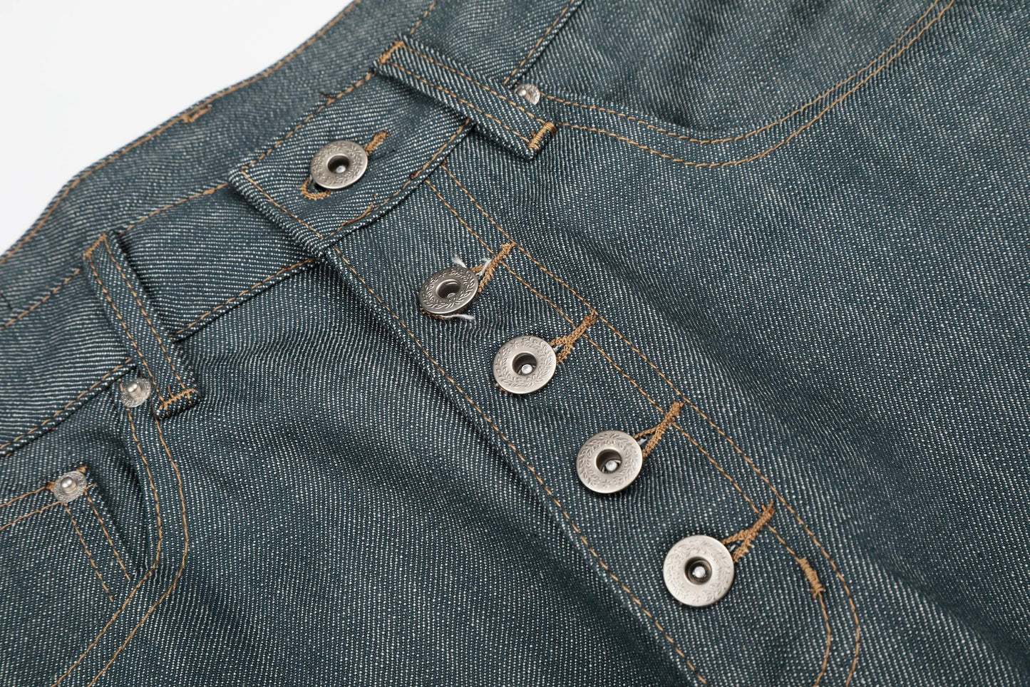 CapCabin “Washed Grey Button Denim Jeans”
