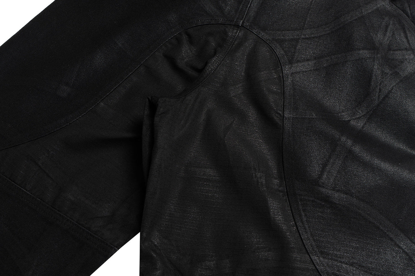 CapCabin Curved-Stitch Leather Denim Pants