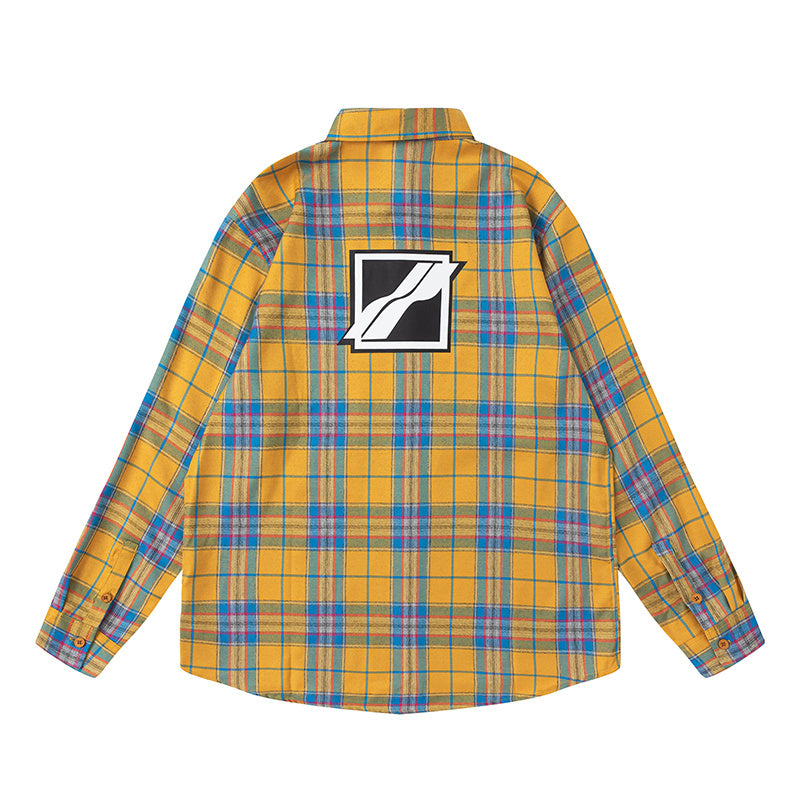Yellow Multi-Color Plaid Long Sleeve Shirt