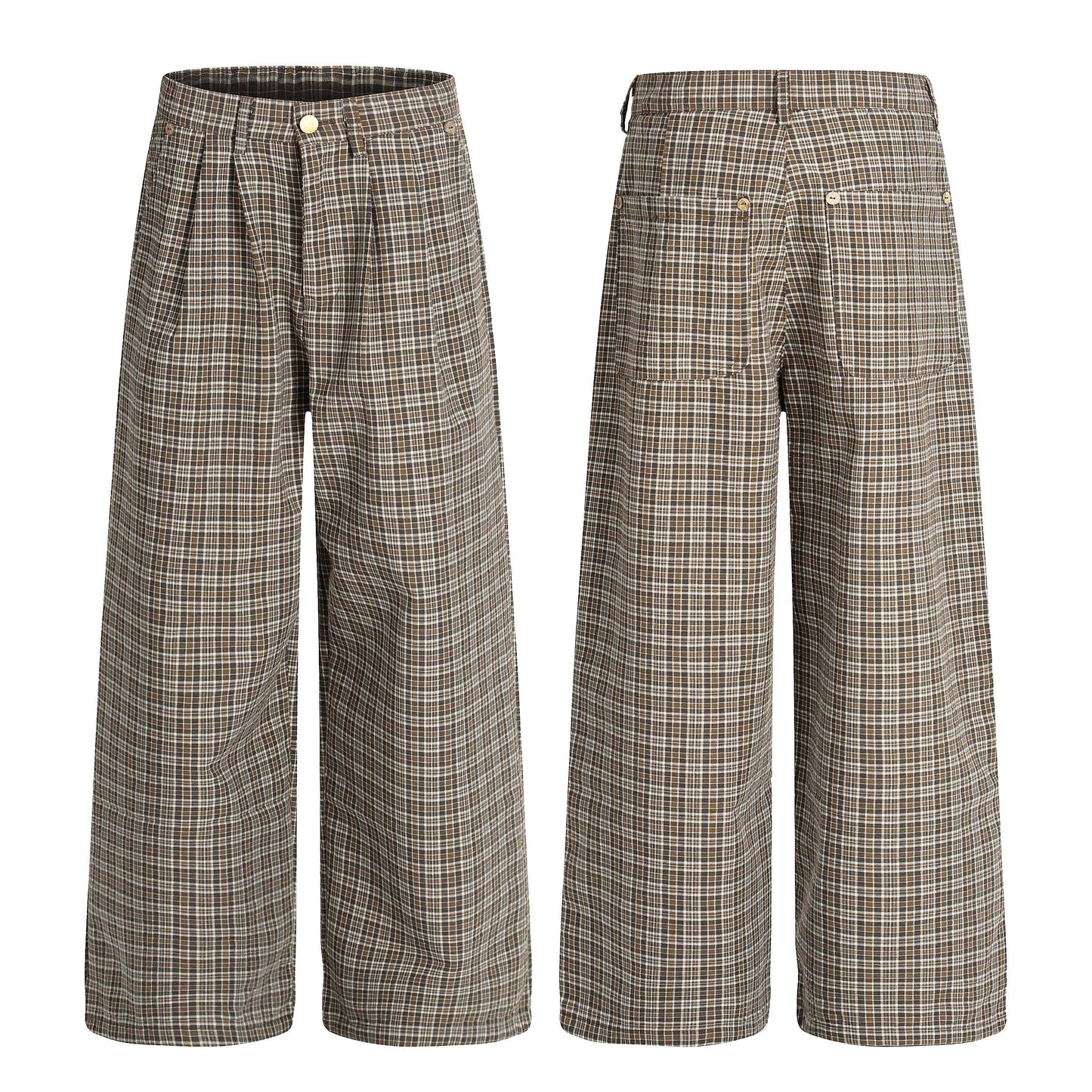 CapCabin “Vintage Check Wide-Leg Pants”