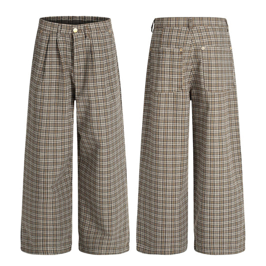 CapCabin “Vintage Check Wide-Leg Pants”