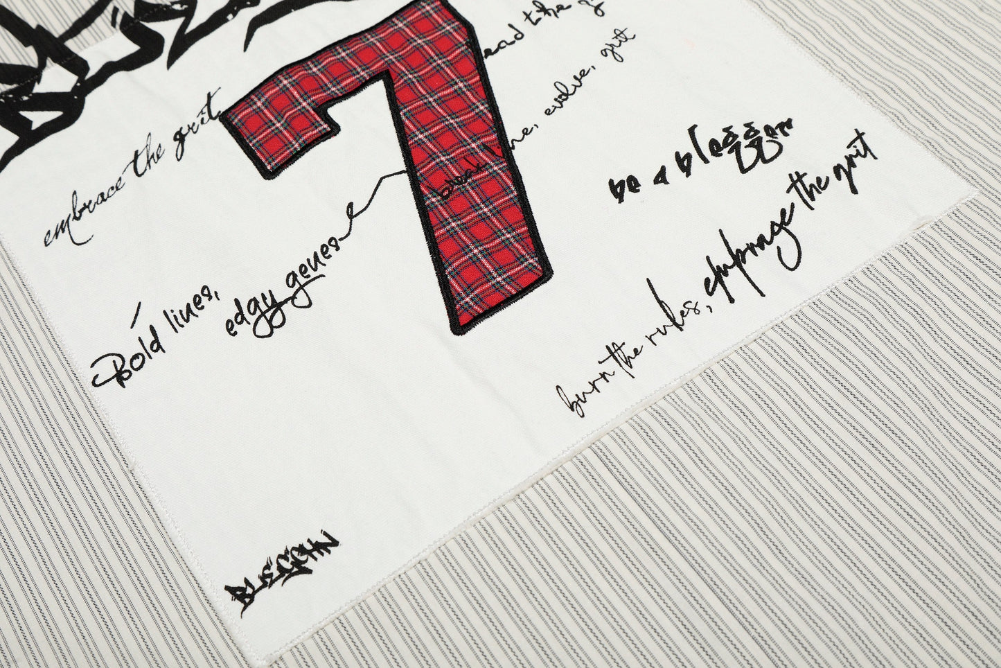 CapCabin “Pinstripe Patch Graphic Shirt”