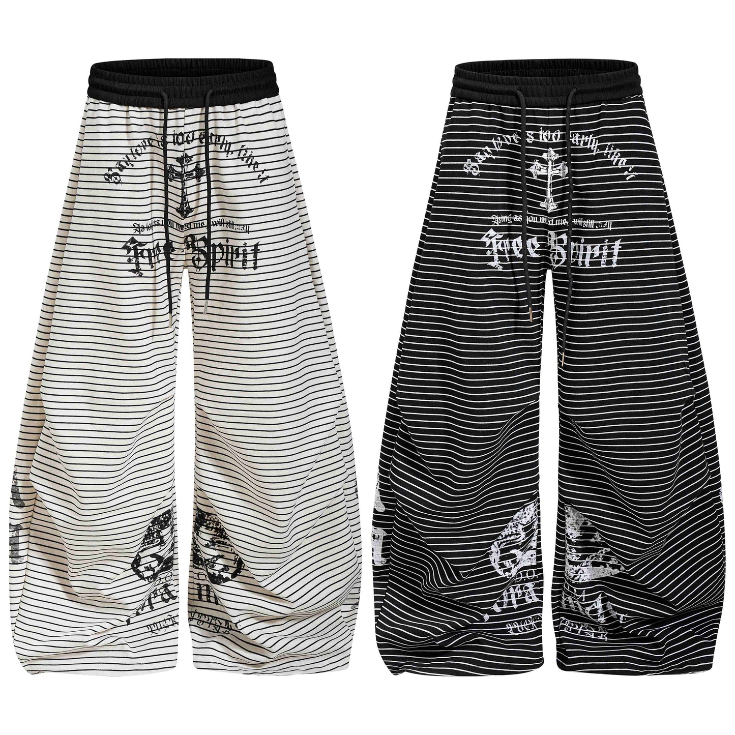 CapCabin “Striped Gothic Draped Pants”
