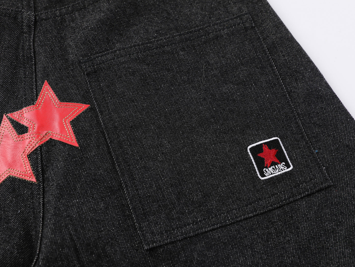 CapCabin Star-Graphic Wide-Leg Denim Pants