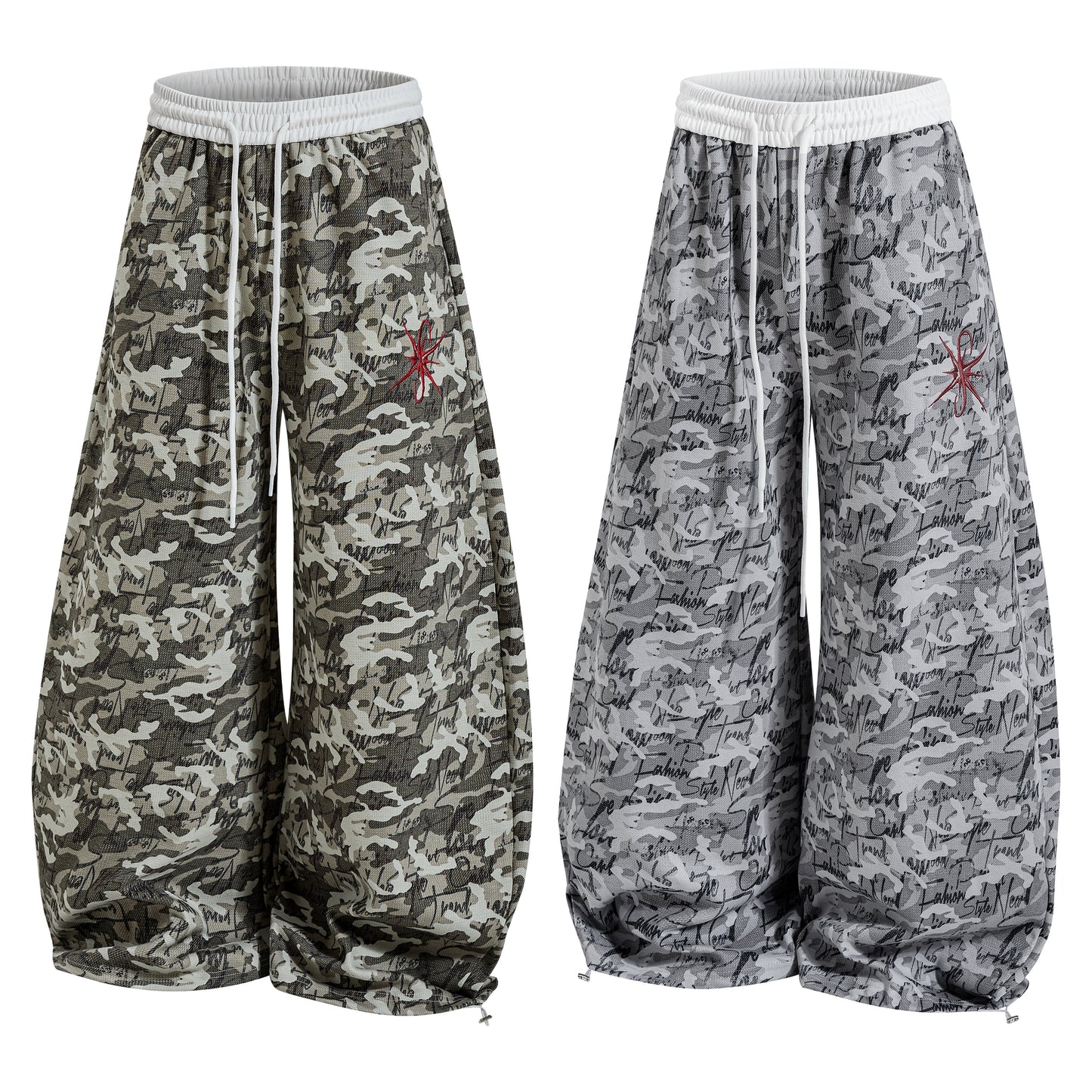 CapCabin Camo Script Wide-Leg Pants