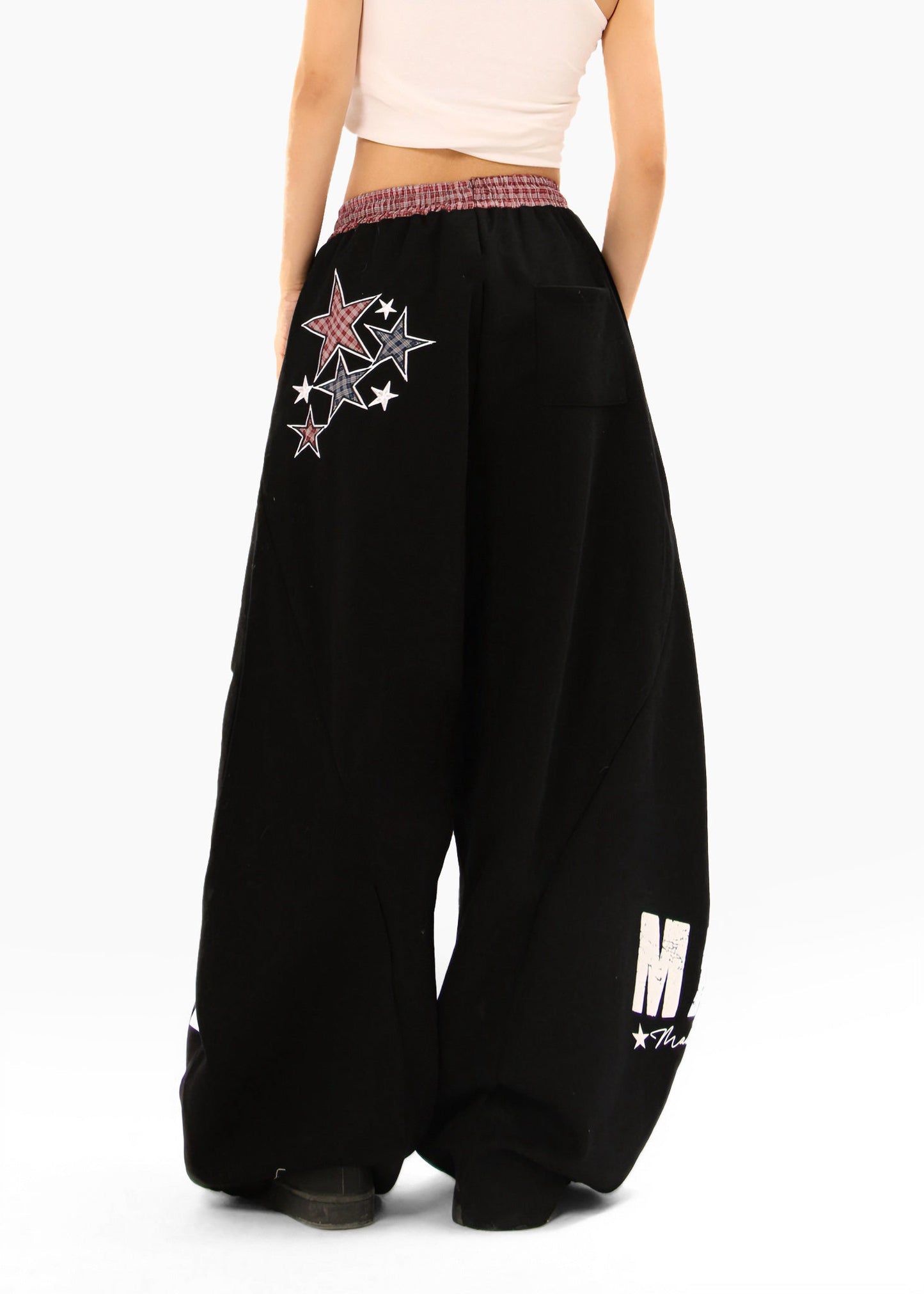 CapCabin Double-Waist Checkered Print Track Pants