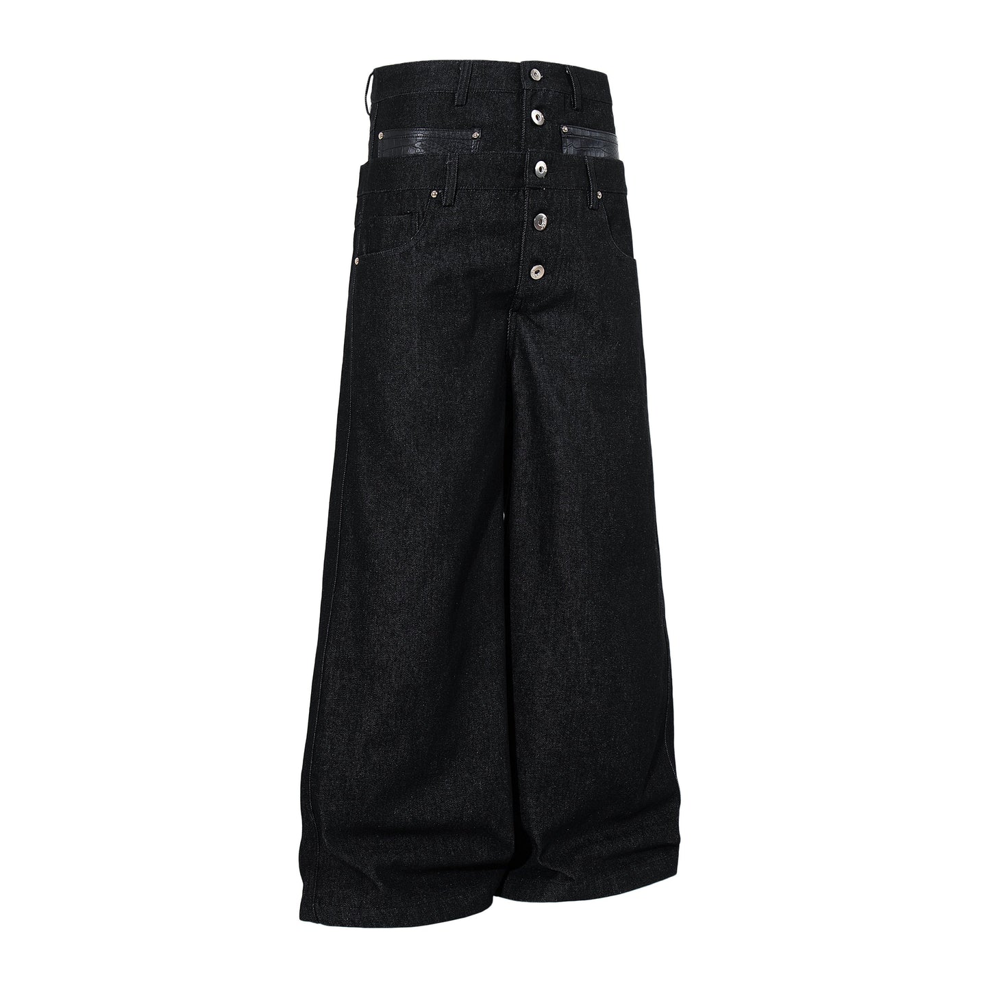 CapCabin Wide Leg Button Fly Denim Pants