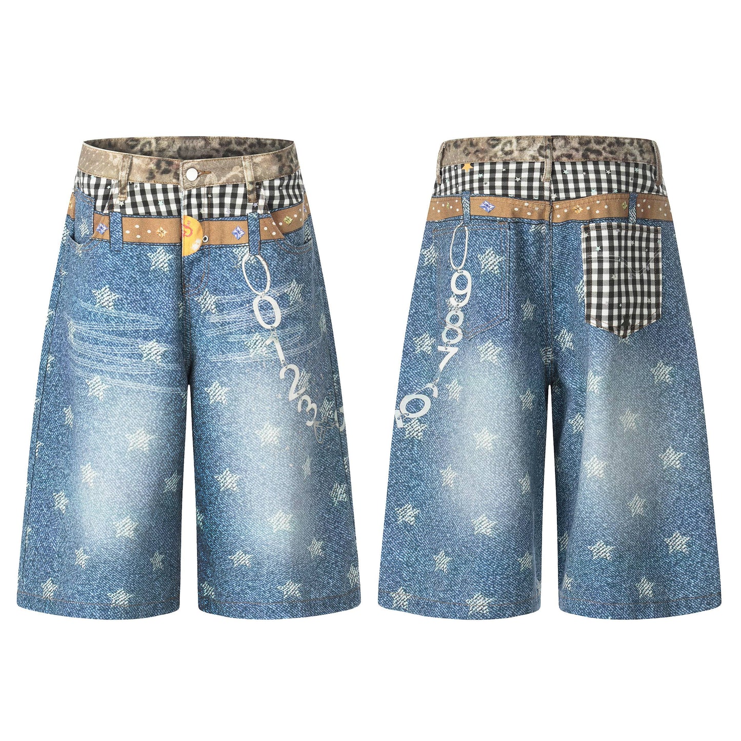CapCabin “Vintage Patchwork Denim Shorts”